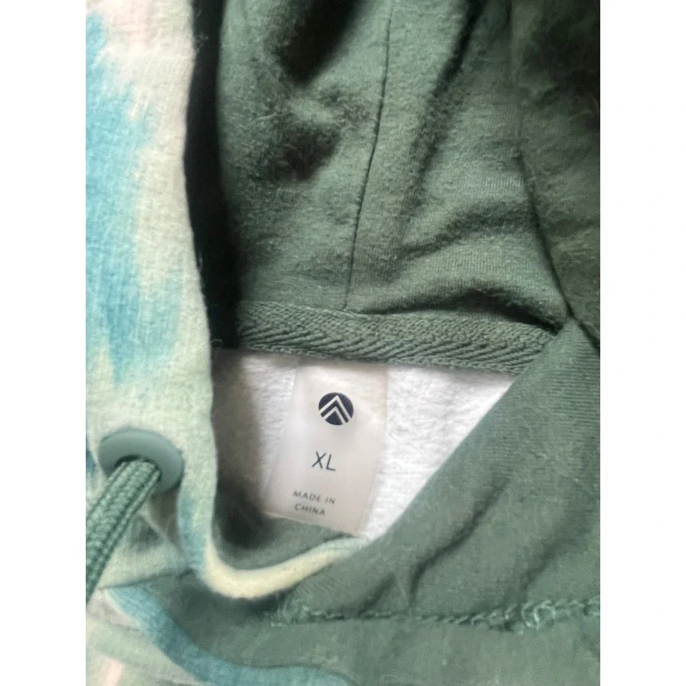 All in‎ Motion Womens XL Tie Dye Hoodie Teal Green Abstract Fleece Pullover